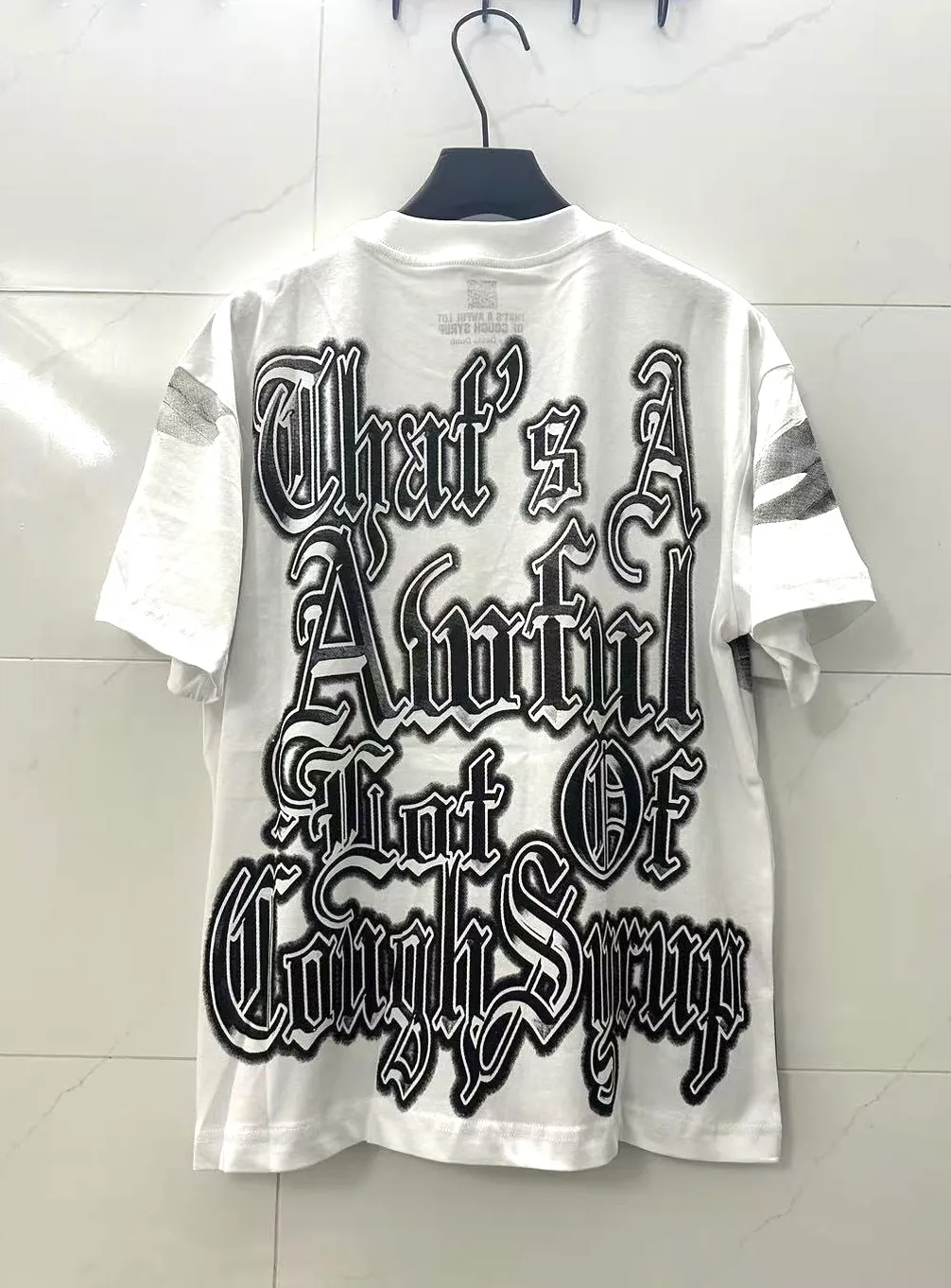 #White I THAT'S A AWFUL LOT OF COUGH SYRUP In Stock Real shot American simple trendy brand loose casual T-shirt Fabric (fabric): 32 counts Weight combed double yarn pure cotton Sizes (size): S-M L X L Color (colour): White, Black